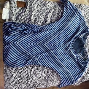 A. Byer Blue and Black Long Sleeve Tee Nautical Stripes